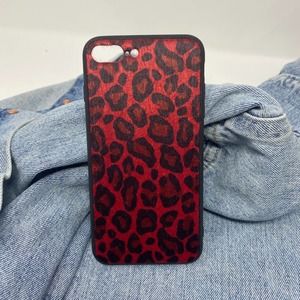iPhone XS Max Case Red Black Leopard Fur Print Cover NEW